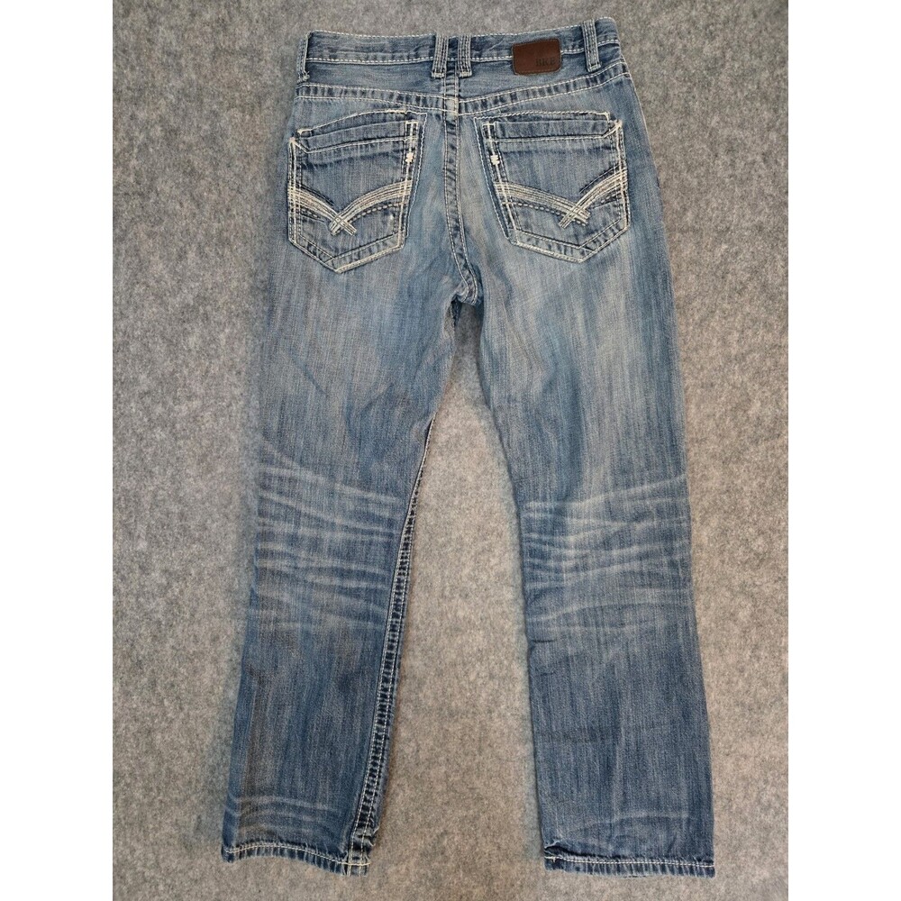 BKE Jeans Sz 30x30 Blue Tyler Straight Leg Fade Whisker Stretch Contrast Stitch
